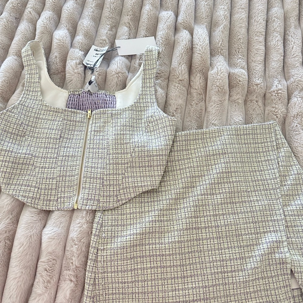 Plaid Crop Top and Skirt Set